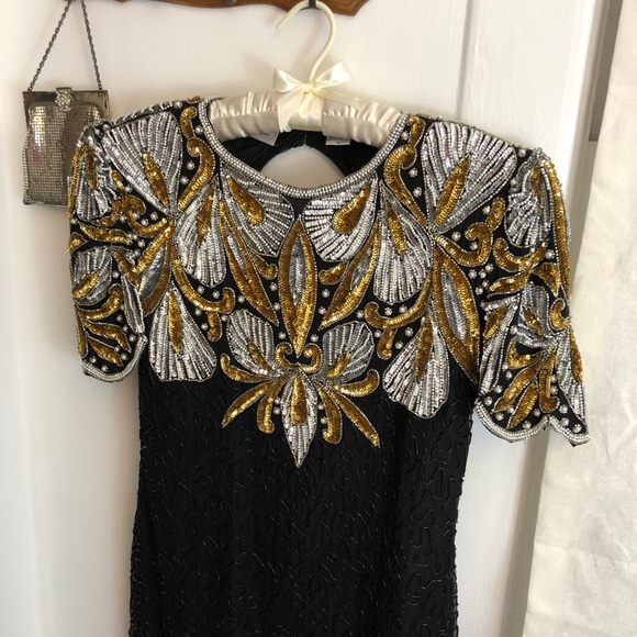 Laurence Kazar Dresses & Skirts - Vintage LAURENCE KOZAR gold silver sequin dress